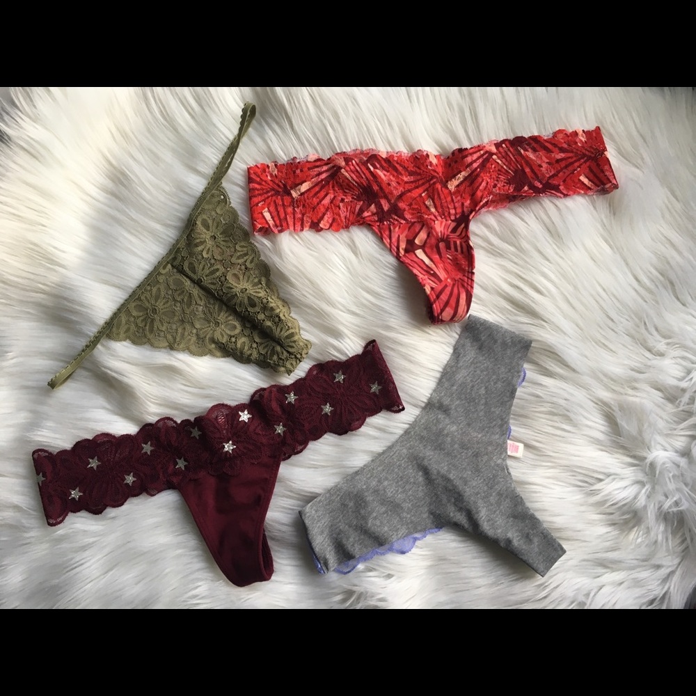 4 PAIR BUNDLE PINK Victoria Secret Thongs